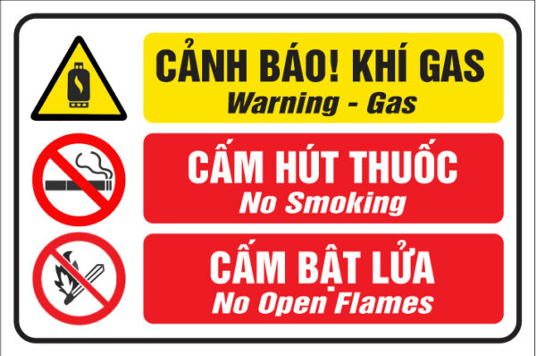 Cảnh báo khí gas, cấm hút thuốc, cấm bật lửa