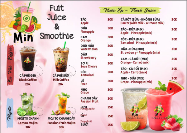 Menu sinh tố nước ép 07