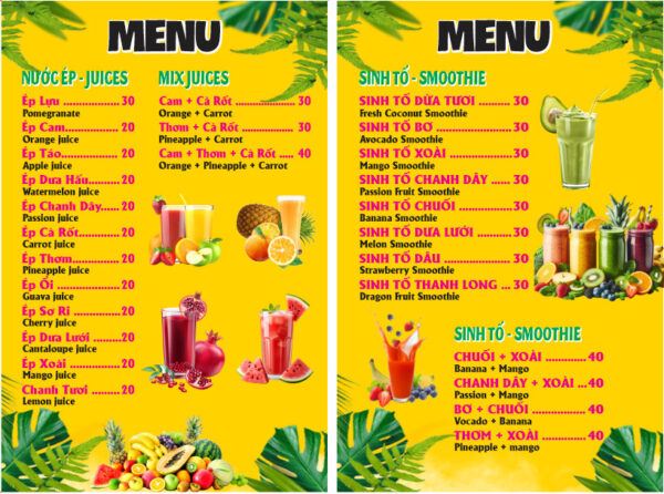 Menu sinh tố nước ép 15