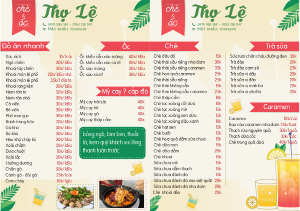 Menu sinh tố nước ép 16