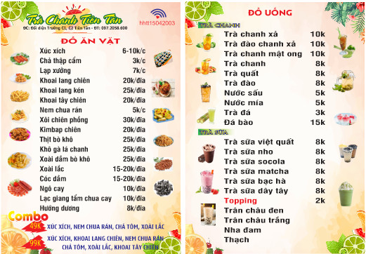 Menu Sinh Tố Nước Ép 18