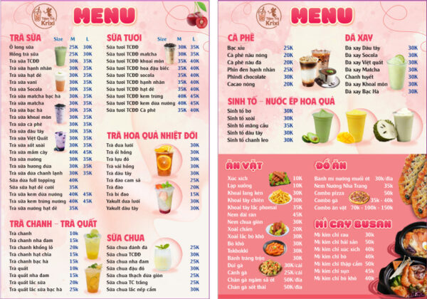 Menu Sinh Tố Nước Ép 20