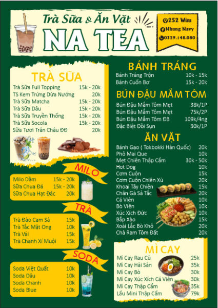 Menu Sinh Tố Nước Ép 22