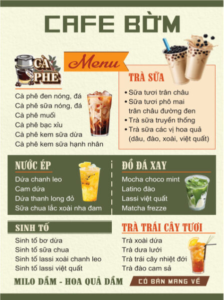 Menu Sinh Tố Nước Ép 23